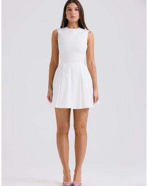 House Of Cb Claretta Pleated Cotton Mini Dress - White