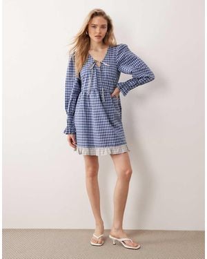 Y.A.S Tie Front Mini Dress - Blue