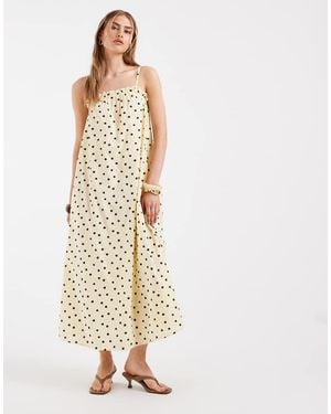 Pieces Maxi Cami-Jurk Van Katoen Met Stippenprint - Wit
