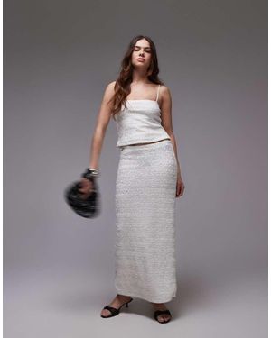 TOPSHOP Premium Sequin Midi Skirt - Grey