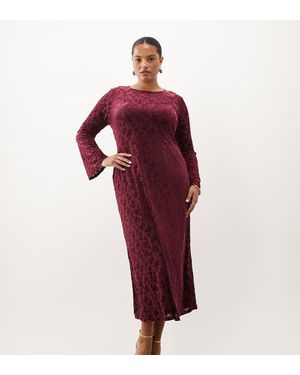 Nobody's Child Clarissa Devore Velvet Bell Sleeve Midi Dress - Red