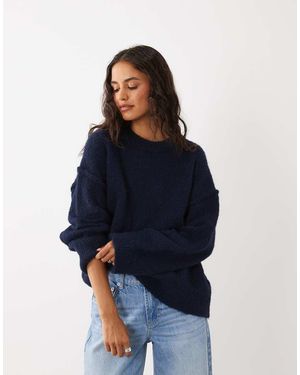 4th & Reckless Maglione Morbido Effetto Lana Con Spalle Scese - Blu