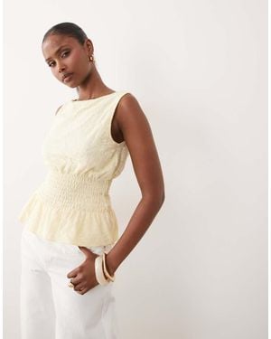 Gina Tricot Lace Smock Top - Natural