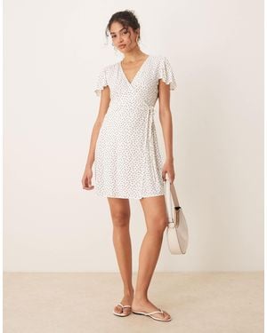 Jdy Mini Wrap Dress With Blue Heart Print - Natural