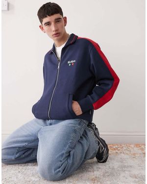 Kickers Jack Van Jersey Met Rits En Rode Streep - Blauw