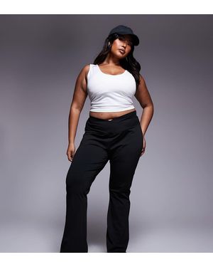 ASOS Asos Design Curve High Waist Sculpting Cross Front Flare Trouser - Black