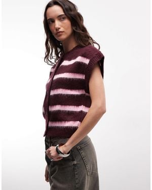 Collusion Burgundy And Pink Stripe Baby Cardi - Red