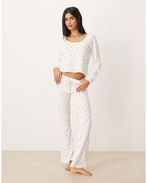 Hollister Gilly Hicks Mid Rise Flare Cosy Waffle Trousers Co-ord - Natural