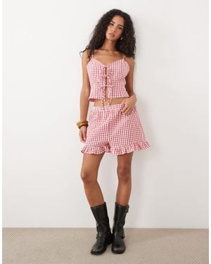 Miss Selfridge Ruffle Mini Short Co-ord - Pink