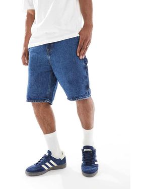 Only & Sons Pantalones Cortos Vaqueros Azul Medio De Estilo Carpintero De - Blanco