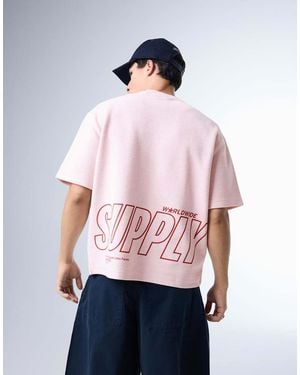 Bershka Fleece Print T-shirt - Pink