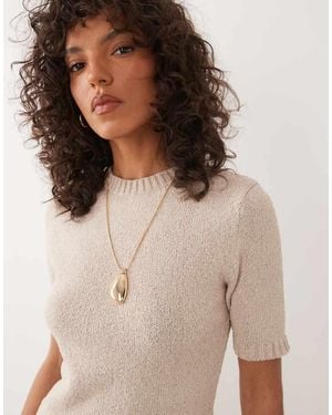 ASOS Knitted Boucle Shrunken Top - Natural