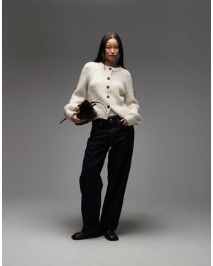 & Other Stories Alpaca And Wool Chunky Knit Cardigan With Balloon Sleeves - Grey