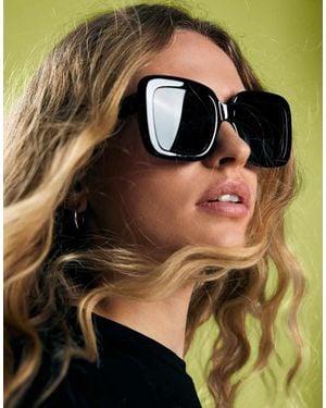 Bershka Square Plastic Sunglasses - Black