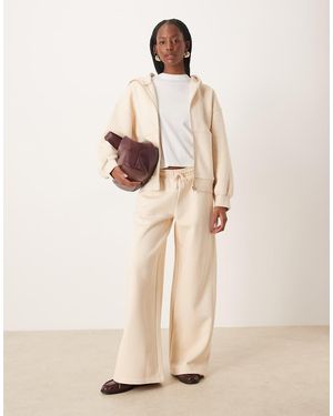 ASOS Premium 500gsm Seamed Wide Leg jogger - Natural