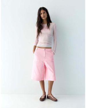 Pull&Bear Jort Met Wijde Pijpen - Roze