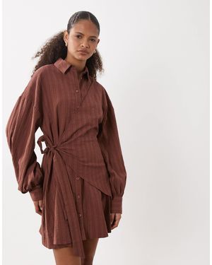 ASOS – langärmliges mini-hemdblusenkleid - Braun