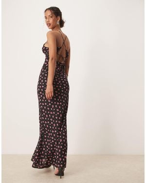 Vila Cross Back Detail Maxi Slip Dress - Natural