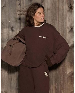 4th & Reckless Katoenrijk Sweatshirt Met Geborduurd Logo - Bruin