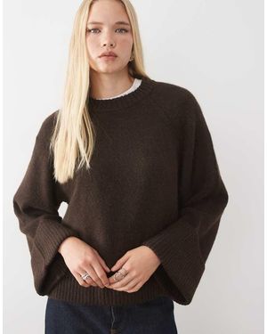 Aware Jersey De Manga Ancha En Marrón Chocolate - Negro