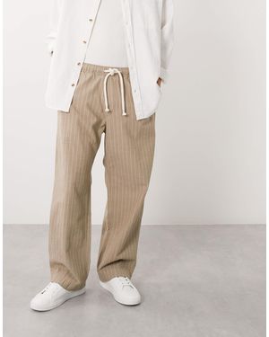 Abercrombie & Fitch – weite schlupfhose aus seersucker - Natur
