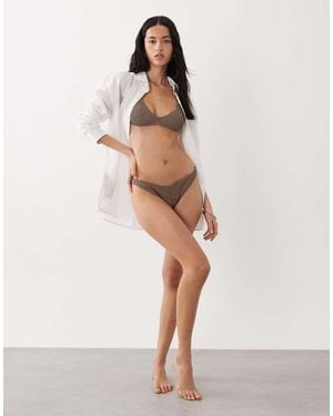 Mango Crinkle Textured Bikini Bototms - Natural