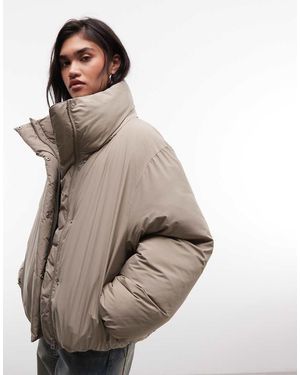 Weekday Oversized Pufferjas Met Hoge Hals - Naturel