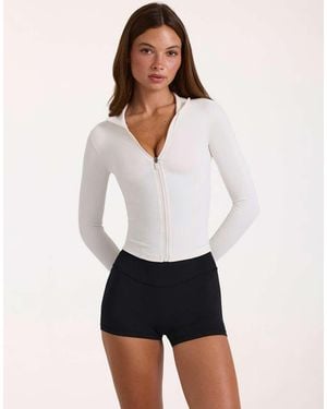 BO+TEE Bo+tee Soft Active Zip Up Seamless Fitted Jacket - Natural
