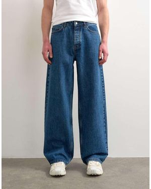 TOPMAN Vaqueros Rígidos Holgados Con Lavado Medio De -Azul