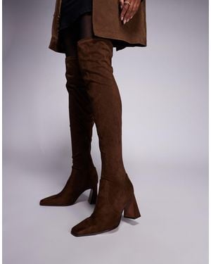 ASOS Kira Chisel Toe Over The Knee Boots - Brown