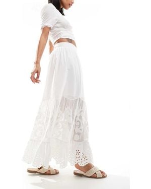 Abercrombie & Fitch Eyelet Tiered Linen Maxi Skirt - White