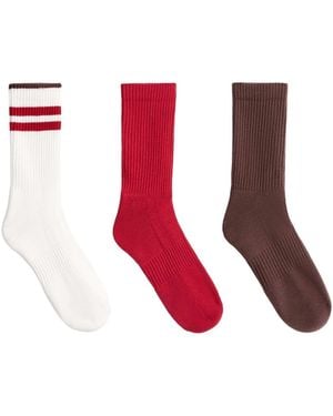 Oysho 3 paar klassische sportsocken aus baumwollmix - Rot