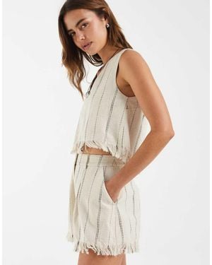 ASOS Tailored Fringe Hem Shorts - White