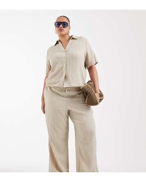 ONLY Pantalones De Pernera Ancha De Tejido Texturizado Rugoso De (Parte De Un Conjunto)-Neutro
