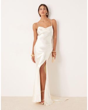 True Decadence Bias Cut Tie Back Maxi Dress - Natural