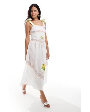 Never Fully Dressed – corfu – besticktes midaxikleid - Weiß