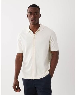 Threadbare Relaxed Fit Knitted Short Sleeve Shirt - White