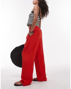 TOPSHOP Elasticated Waistband Tailo Trackie Trousers - Red