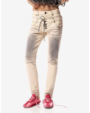 Desigual Vaqueros Blancos De Corte Pitillo Masha Popova - Neutro