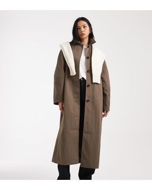 ASOS Asos Design Tall Pleat Detail Longline Trench - Brown