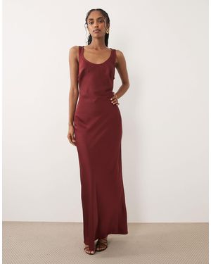 Pretty Lavish Breya Satin Scoop Neck Maxi Slip Dress - Red