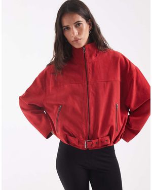 JJXX Funnel Neck Suede Jacket - Red