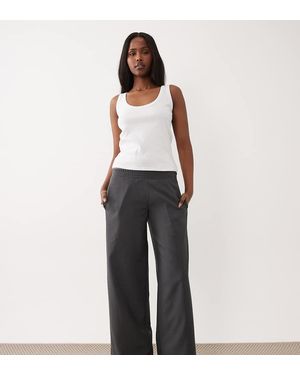 The Frolic Elasticated Mid Waist Wide Leg Trousers - White