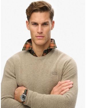 Superdry – essential – slim fit pullover - Natur