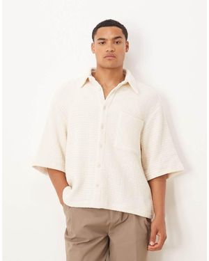 ASOS Camisa Color Crema De Corte Cuadrado Extragrande De Croché De - Blanco