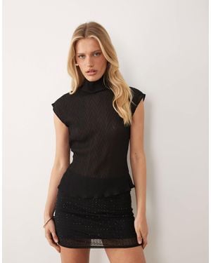 ASOS – bluse aus plissiertem chiffon - Schwarz