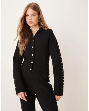 Never Fully Dressed Studded Knit Cardigan - Black