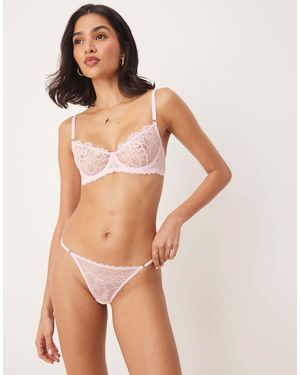 KAT THE LABEL Rosie Lace Thong - Pink