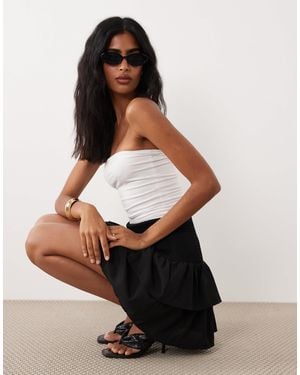 Vila Shirred Waist Tiered Mini Skirt - Black