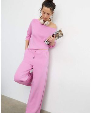 Stradivarius Soft-Touch Exposed Shoulder Sweatshirt - Pink
